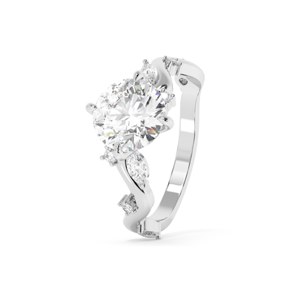 Emerald Solitaire Lab Grown Diamond Engagement Ring