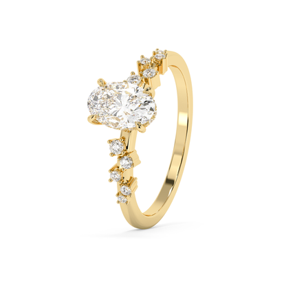 Emerald Solitaire Lab Grown Diamond Engagement Ring