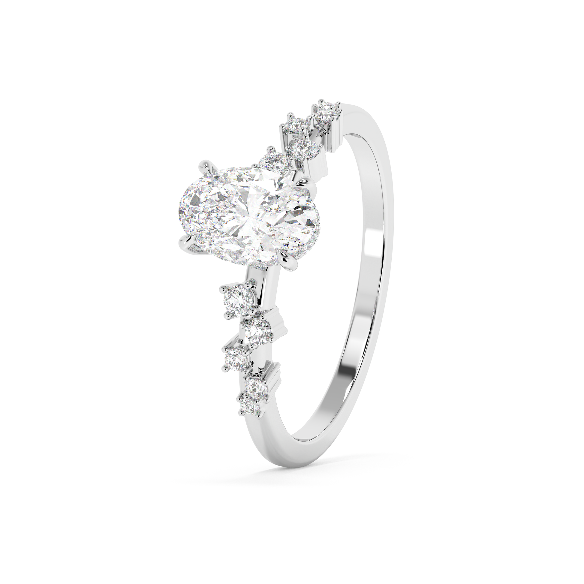 Emerald Solitaire Lab Grown Diamond Engagement Ring