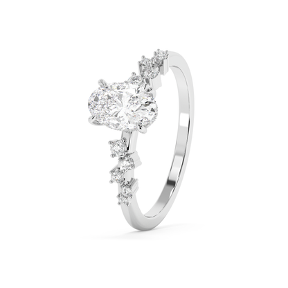 Emerald Solitaire Lab Grown Diamond Engagement Ring