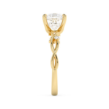 Emerald Solitaire Lab Grown Diamond Engagement Ring