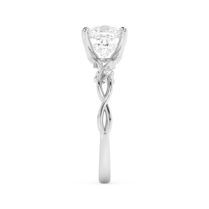 Emerald Solitaire Lab Grown Diamond Engagement Ring