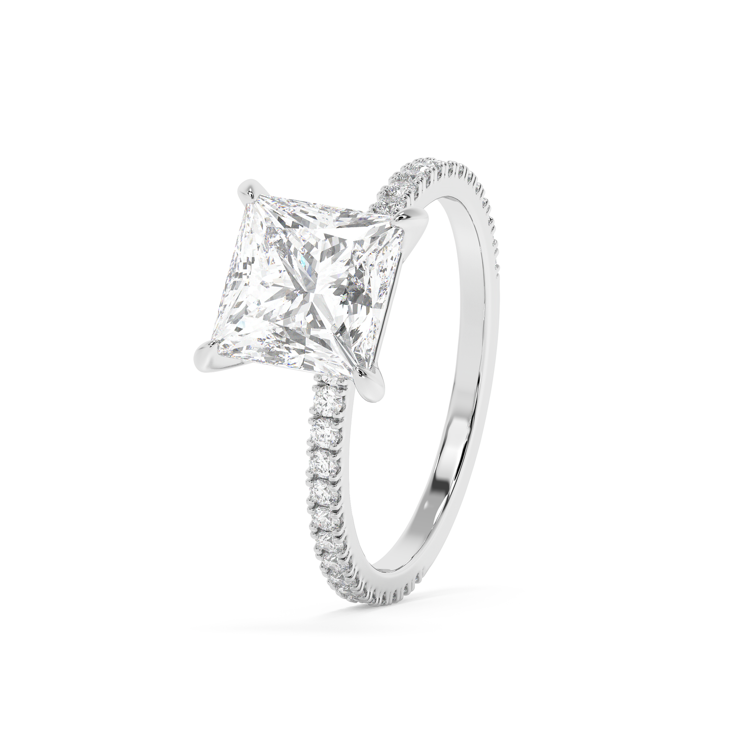 Emerald Solitaire Lab Grown Diamond Engagement Ring