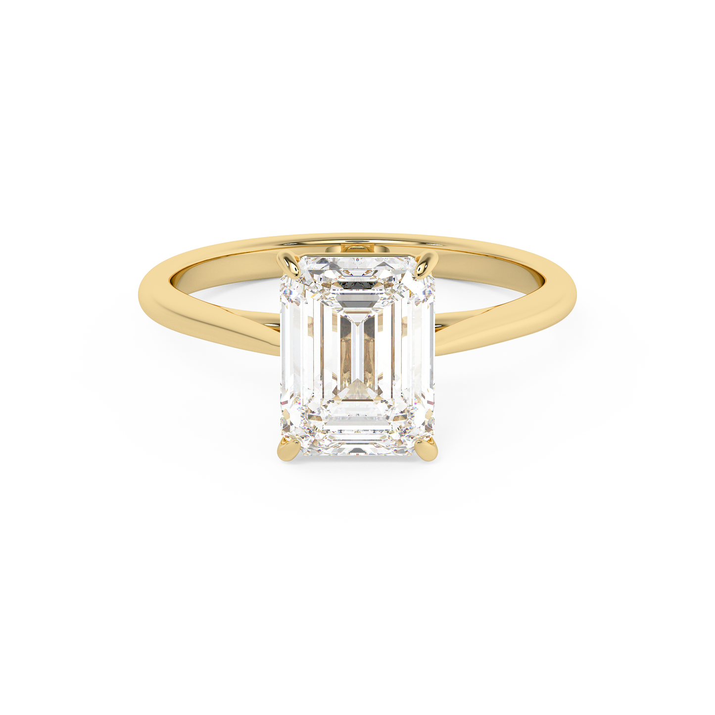 Emerald Solitaire Lab Grown Diamond Engagement Ring