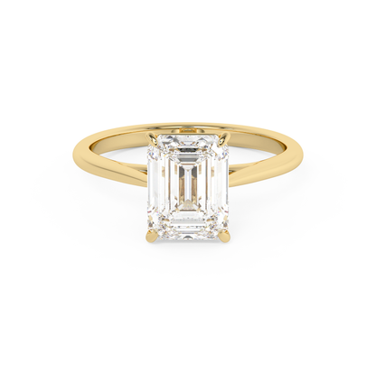 Emerald Solitaire Lab Grown Diamond Engagement Ring