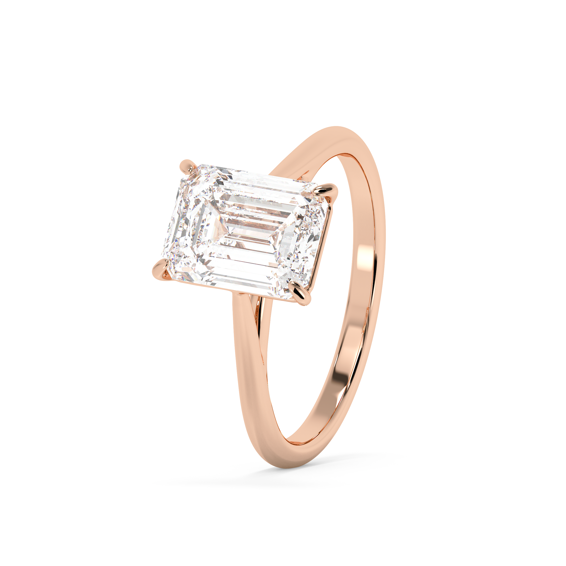 Emerald Solitaire Lab Grown Diamond Engagement Ring