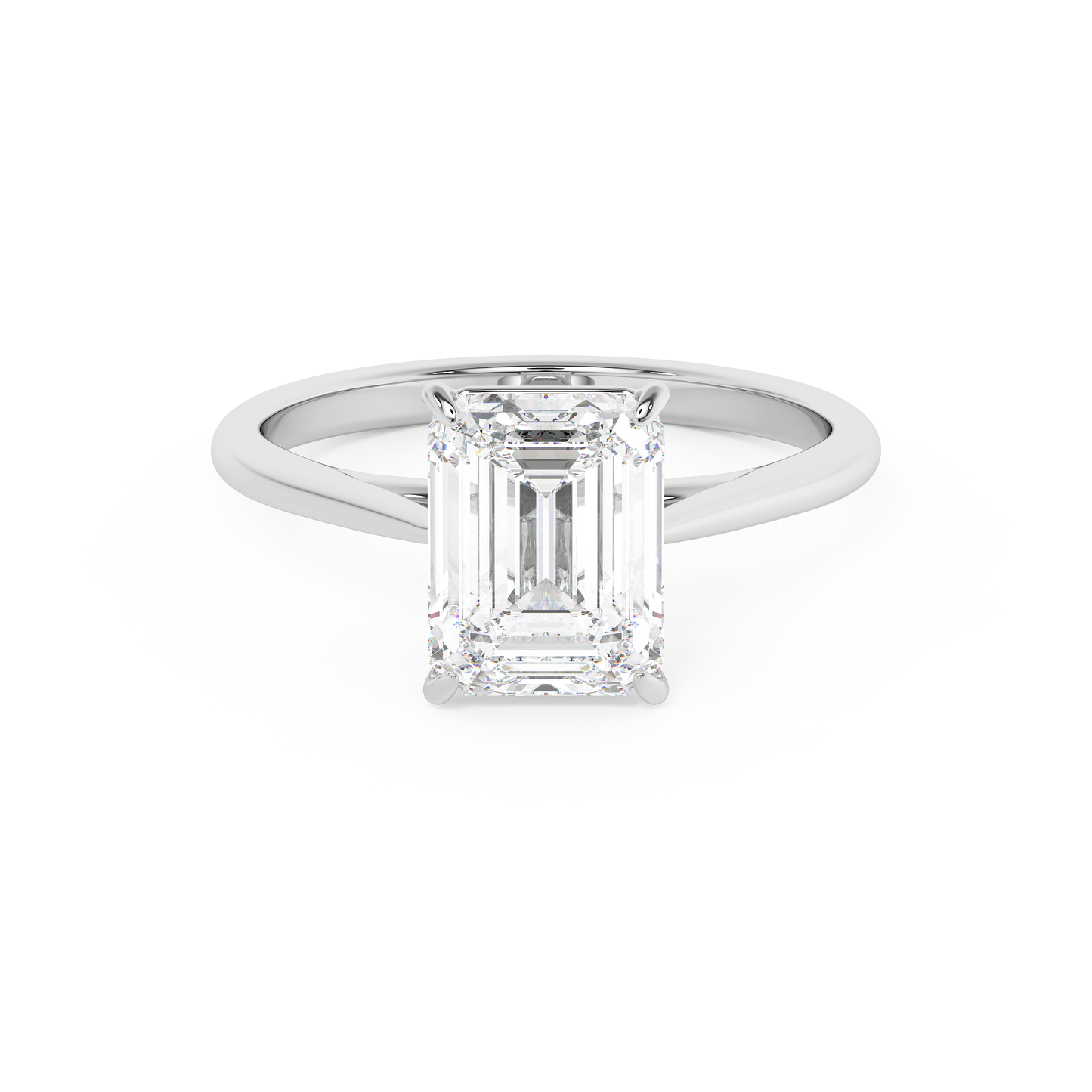 Emerald Solitaire Lab Grown Diamond Engagement Ring