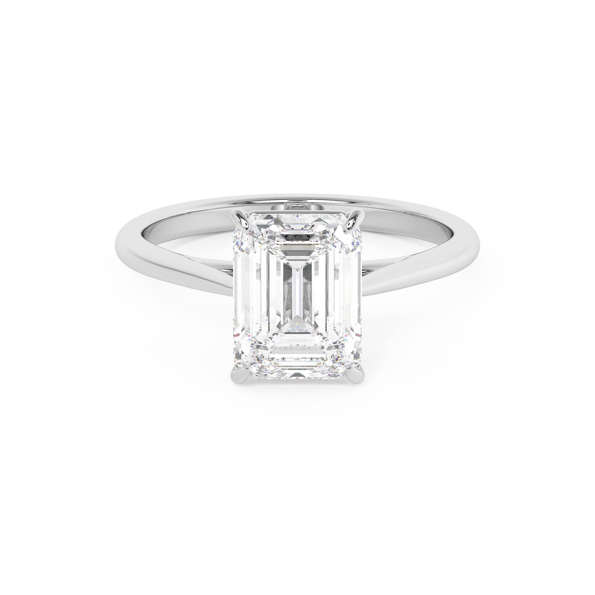 Emerald Solitaire Lab Grown Diamond Engagement Ring
