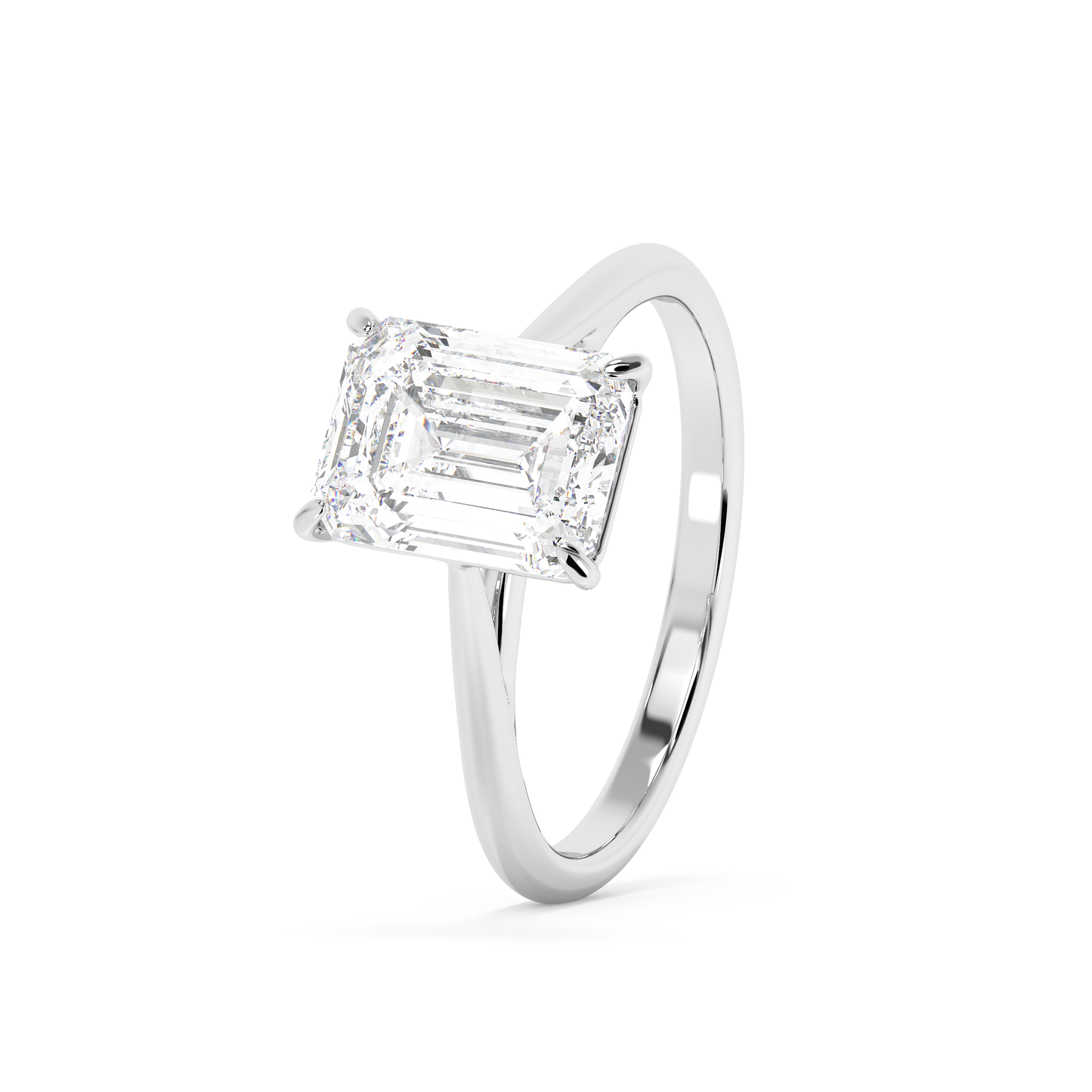 Emerald Solitaire Lab Grown Diamond Engagement Ring