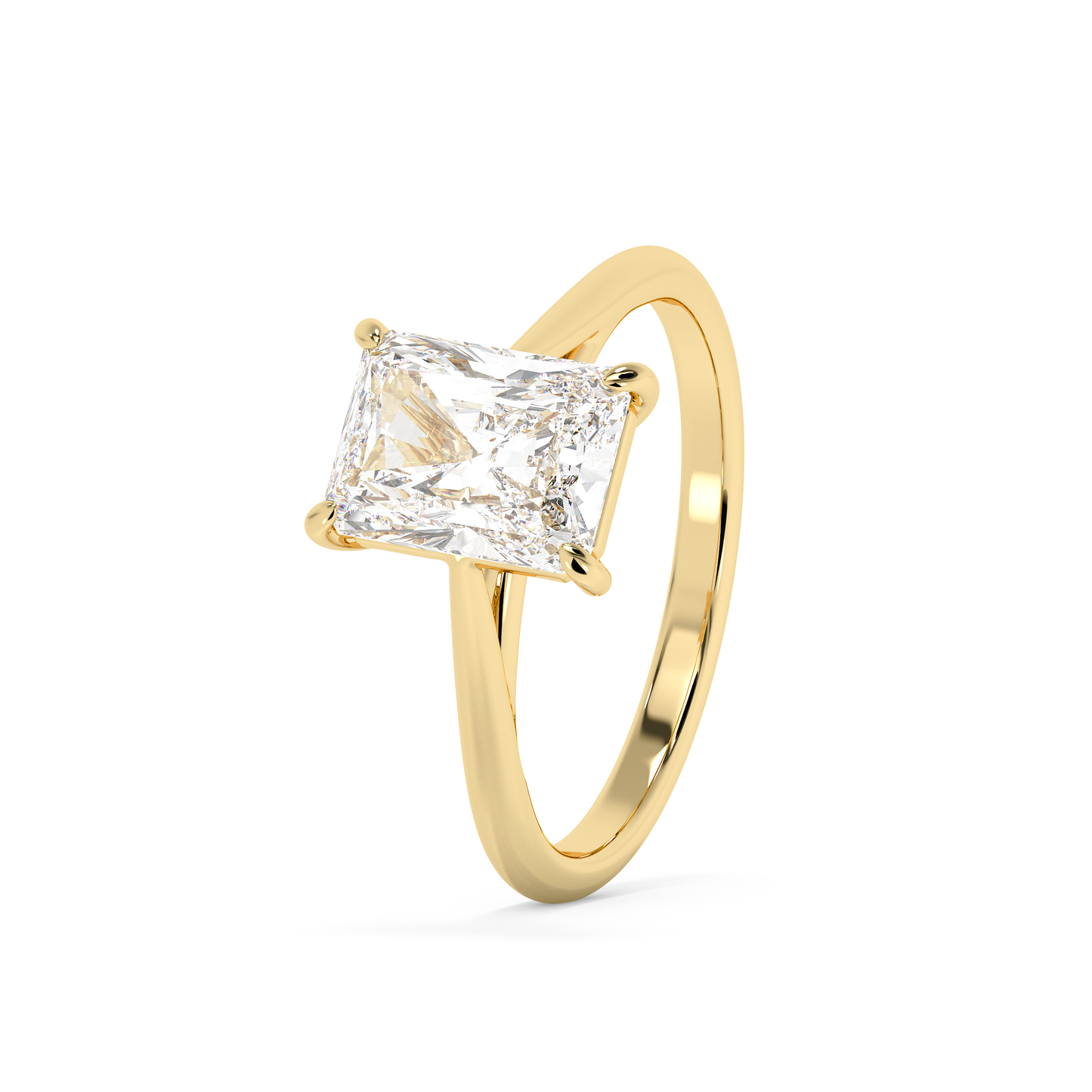 Emerald Solitaire Lab Grown Diamond Engagement Ring