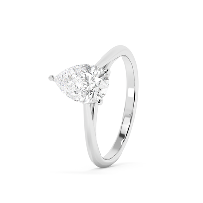 Emerald Solitaire Lab Grown Diamond Engagement Ring
