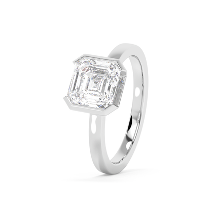 Emerald Solitaire Lab Grown Diamond Engagement Ring