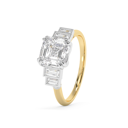 Emerald Solitaire Lab Grown Diamond Engagement Ring