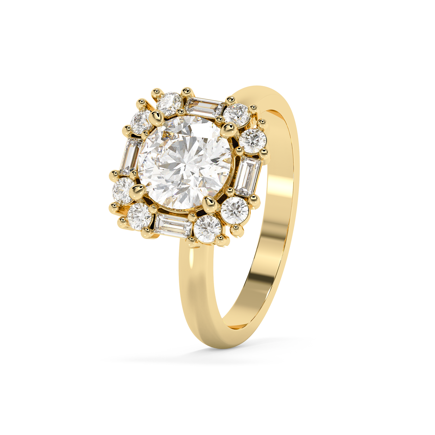 Emerald Solitaire Lab Grown Diamond Engagement Ring