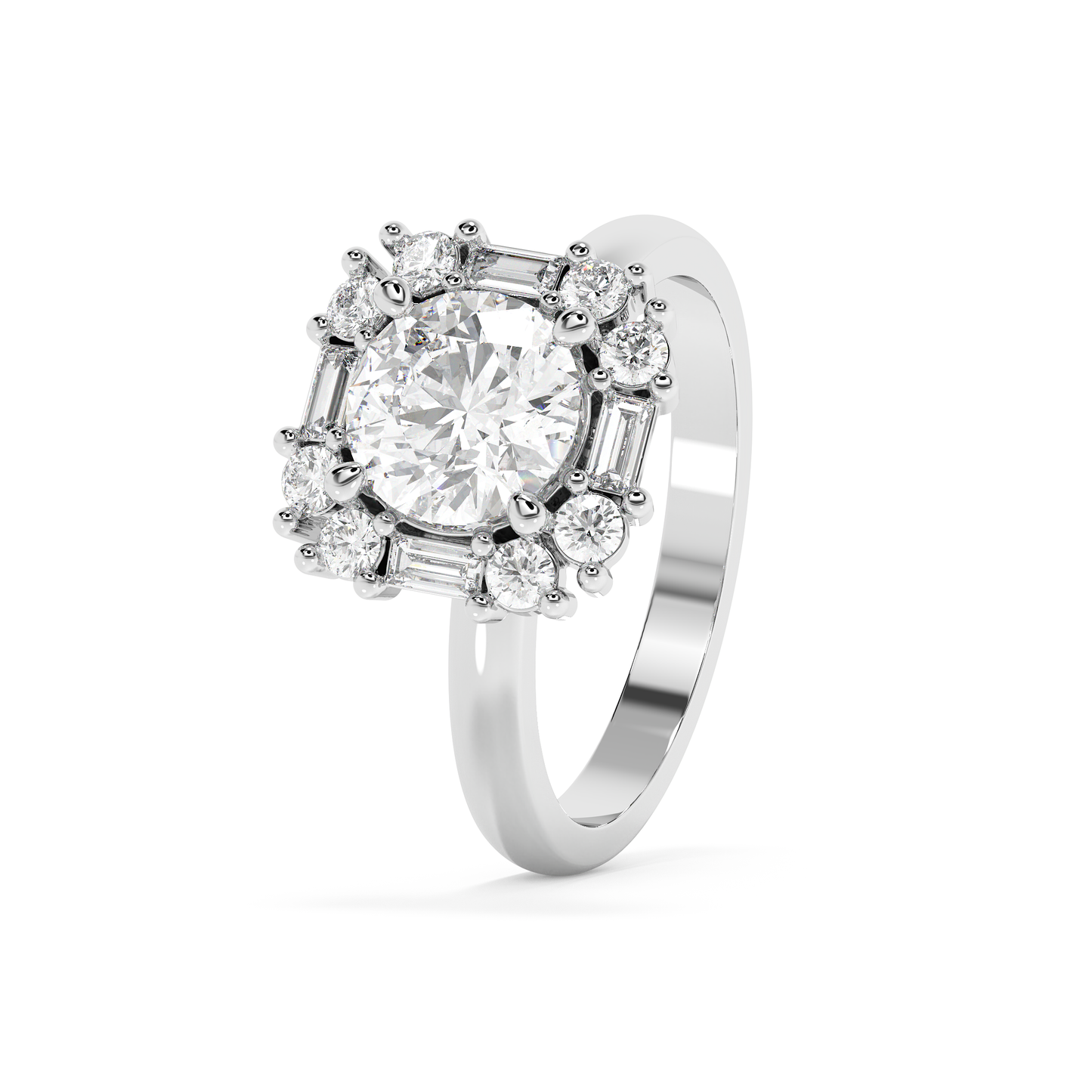 Emerald Solitaire Lab Grown Diamond Engagement Ring