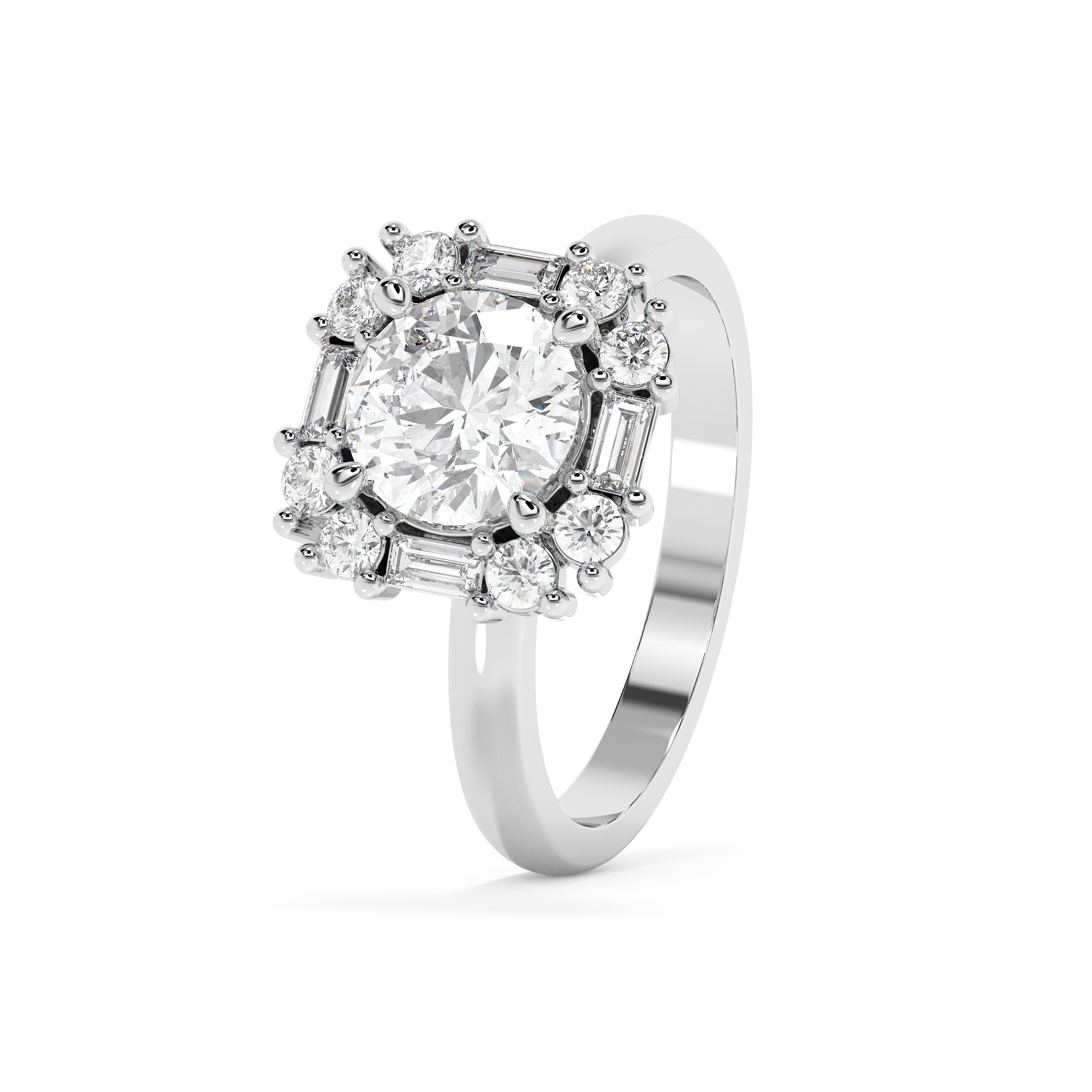 Emerald Solitaire Lab Grown Diamond Engagement Ring