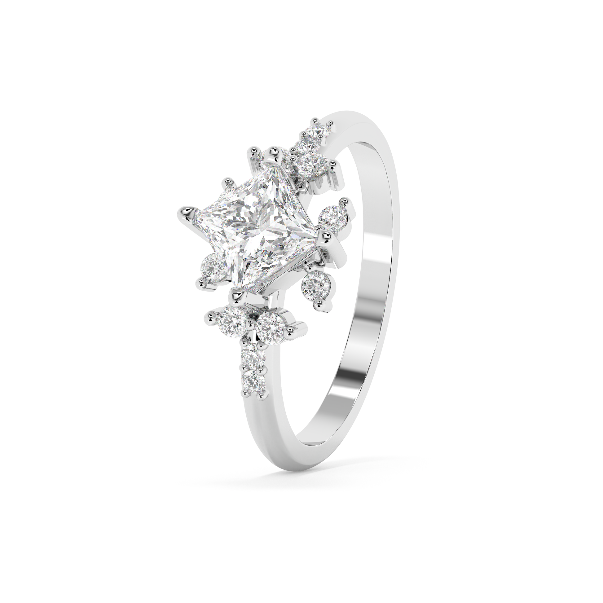 Emerald Solitaire Lab Grown Diamond Engagement Ring