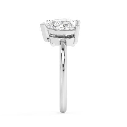 Emerald Solitaire Lab Grown Diamond Engagement Ring