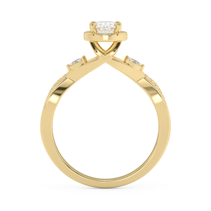 Emerald Solitaire Lab Grown Diamond Engagement Ring