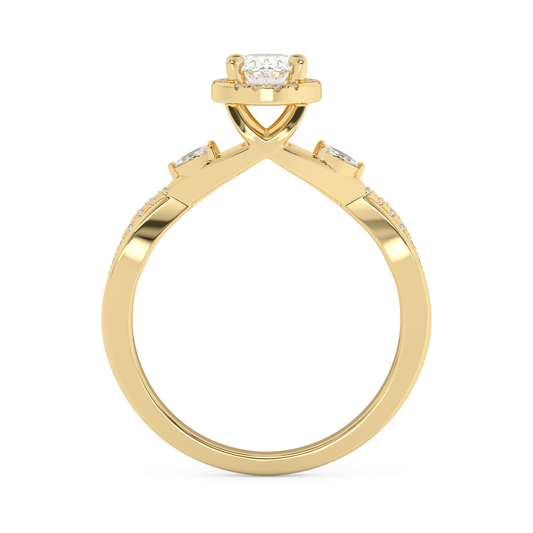 Emerald Solitaire Lab Grown Diamond Engagement Ring