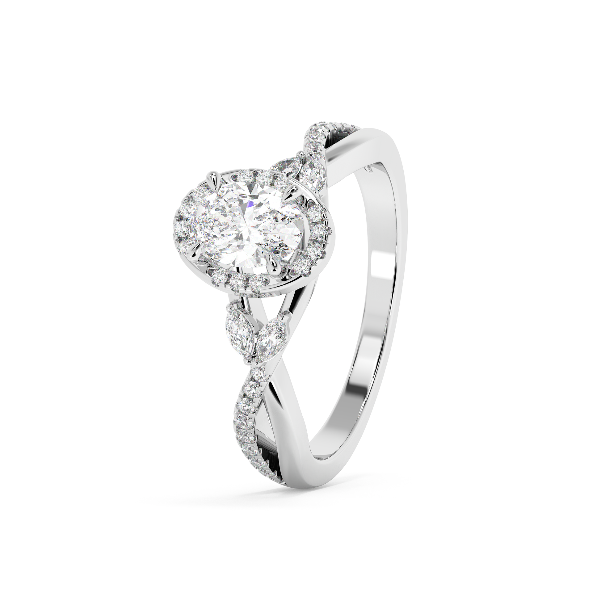 Emerald Solitaire Lab Grown Diamond Engagement Ring
