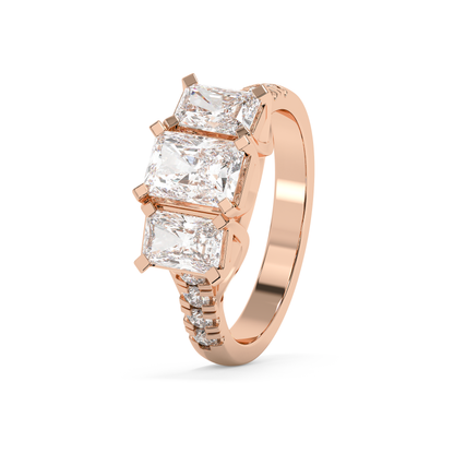Emerald Solitaire Lab Grown Diamond Engagement Ring