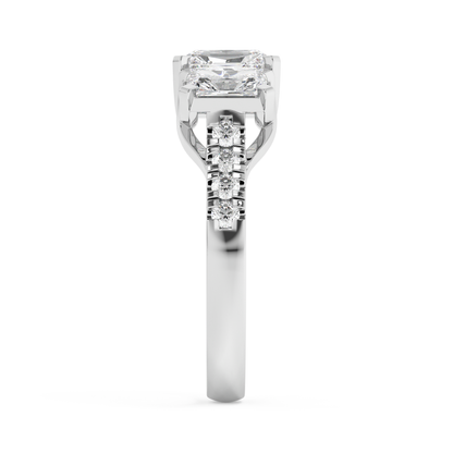 Emerald Solitaire Lab Grown Diamond Engagement Ring