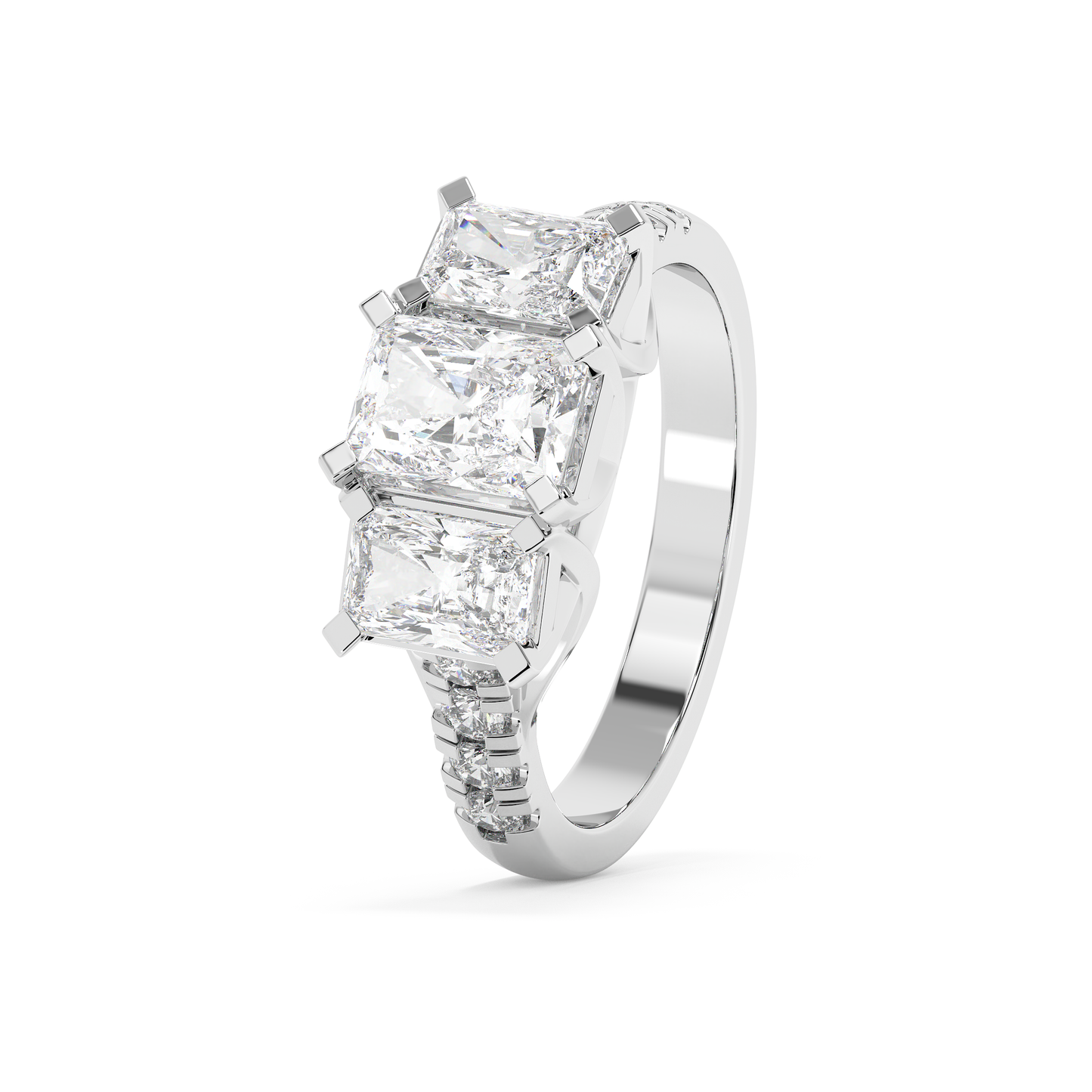 Emerald Solitaire Lab Grown Diamond Engagement Ring