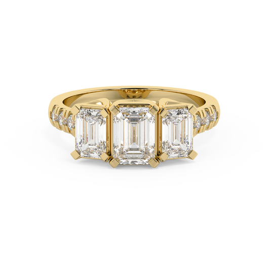 Emerald Solitaire Lab Grown Diamond Engagement Ring