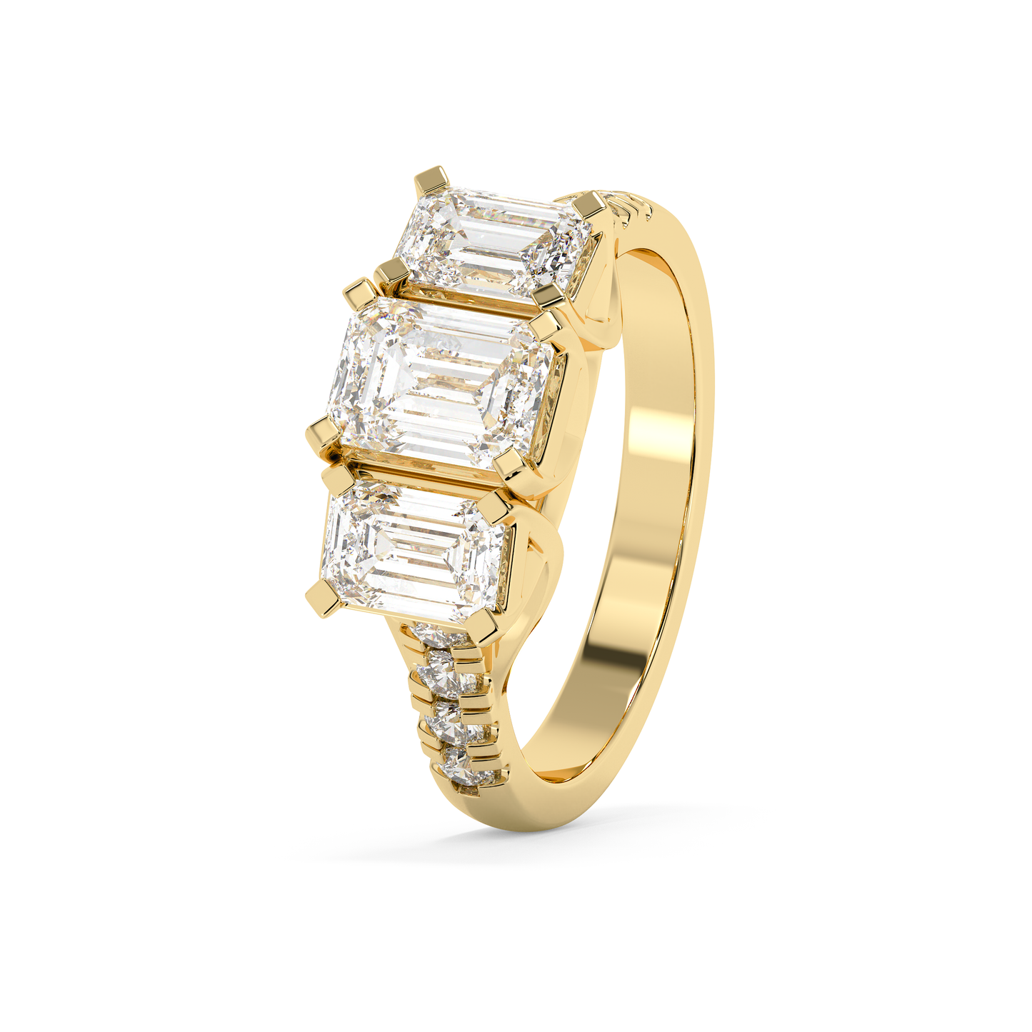Emerald Solitaire Lab Grown Diamond Engagement Ring