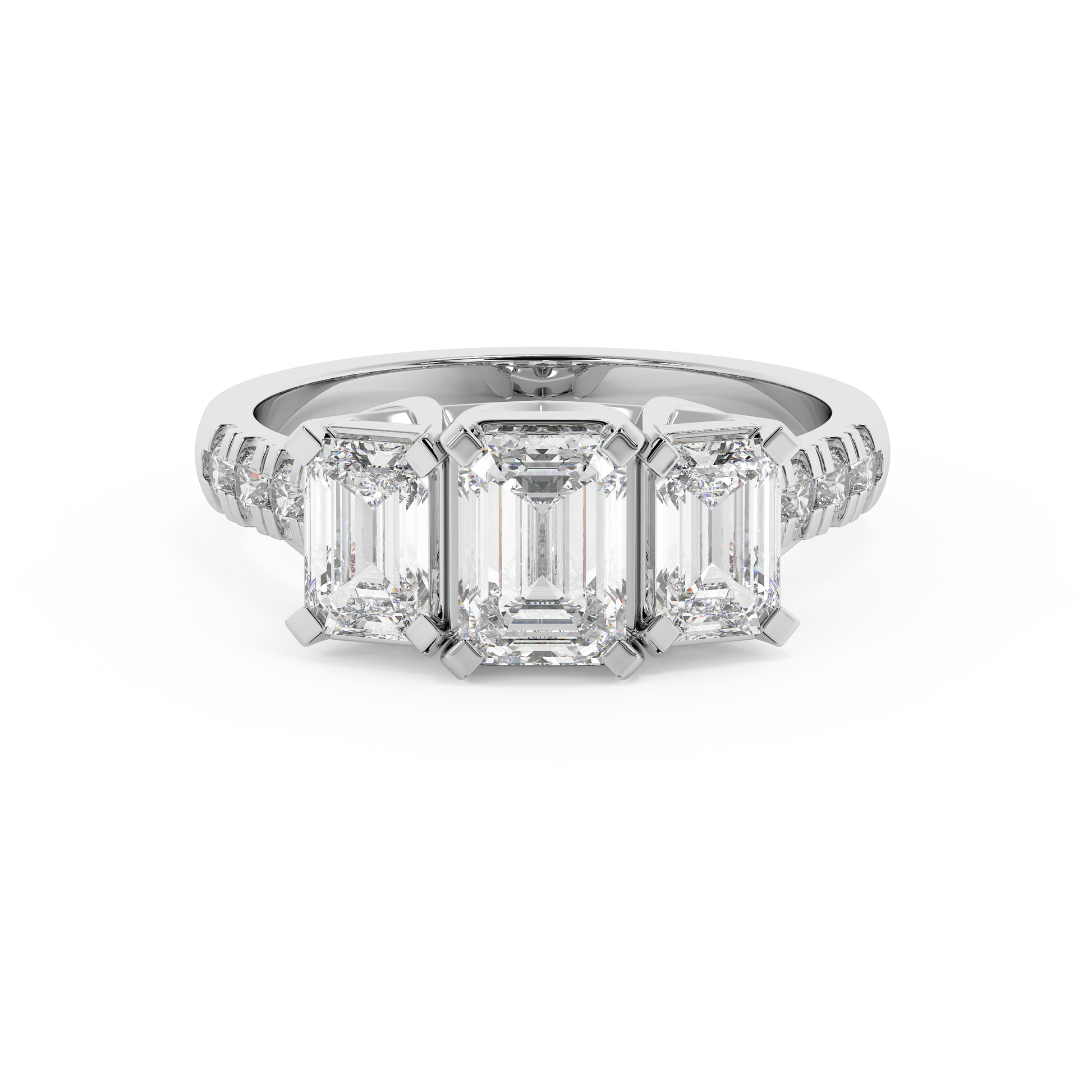 Emerald Solitaire Lab Grown Diamond Engagement Ring