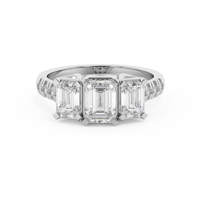Emerald Solitaire Lab Grown Diamond Engagement Ring