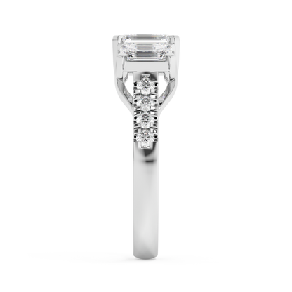 Emerald Solitaire Lab Grown Diamond Engagement Ring