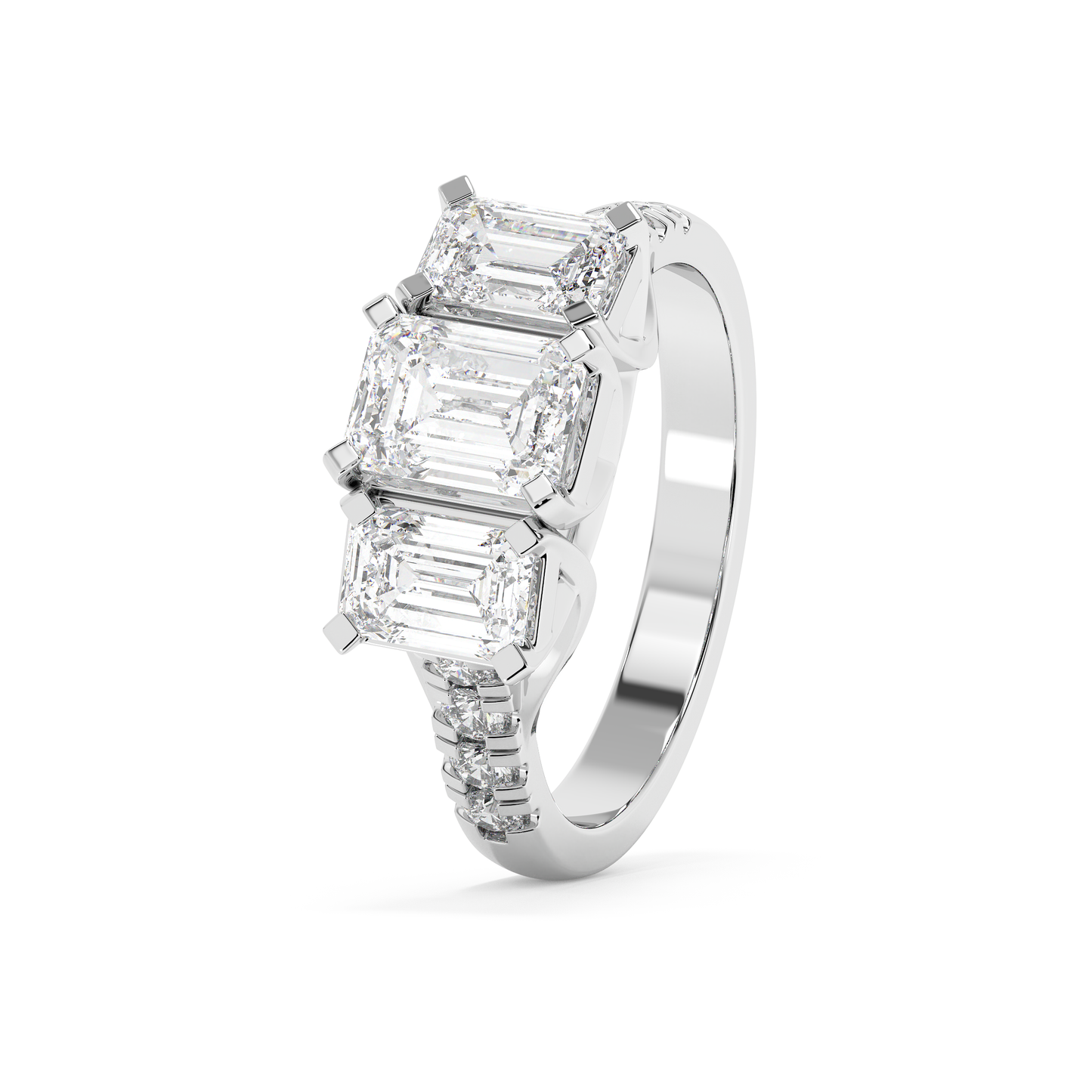 Emerald Solitaire Lab Grown Diamond Engagement Ring