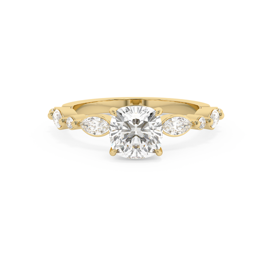 Emerald Solitaire Lab Grown Diamond Engagement Ring