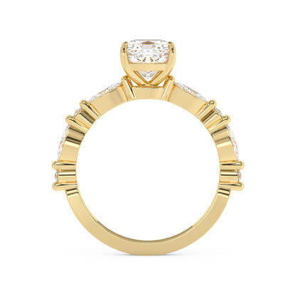 Emerald Solitaire Lab Grown Diamond Engagement Ring
