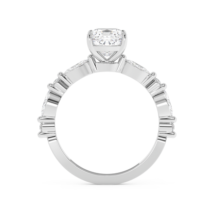 Emerald Solitaire Lab Grown Diamond Engagement Ring