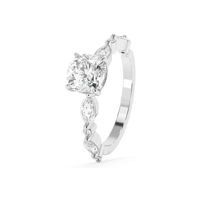 Emerald Solitaire Lab Grown Diamond Engagement Ring