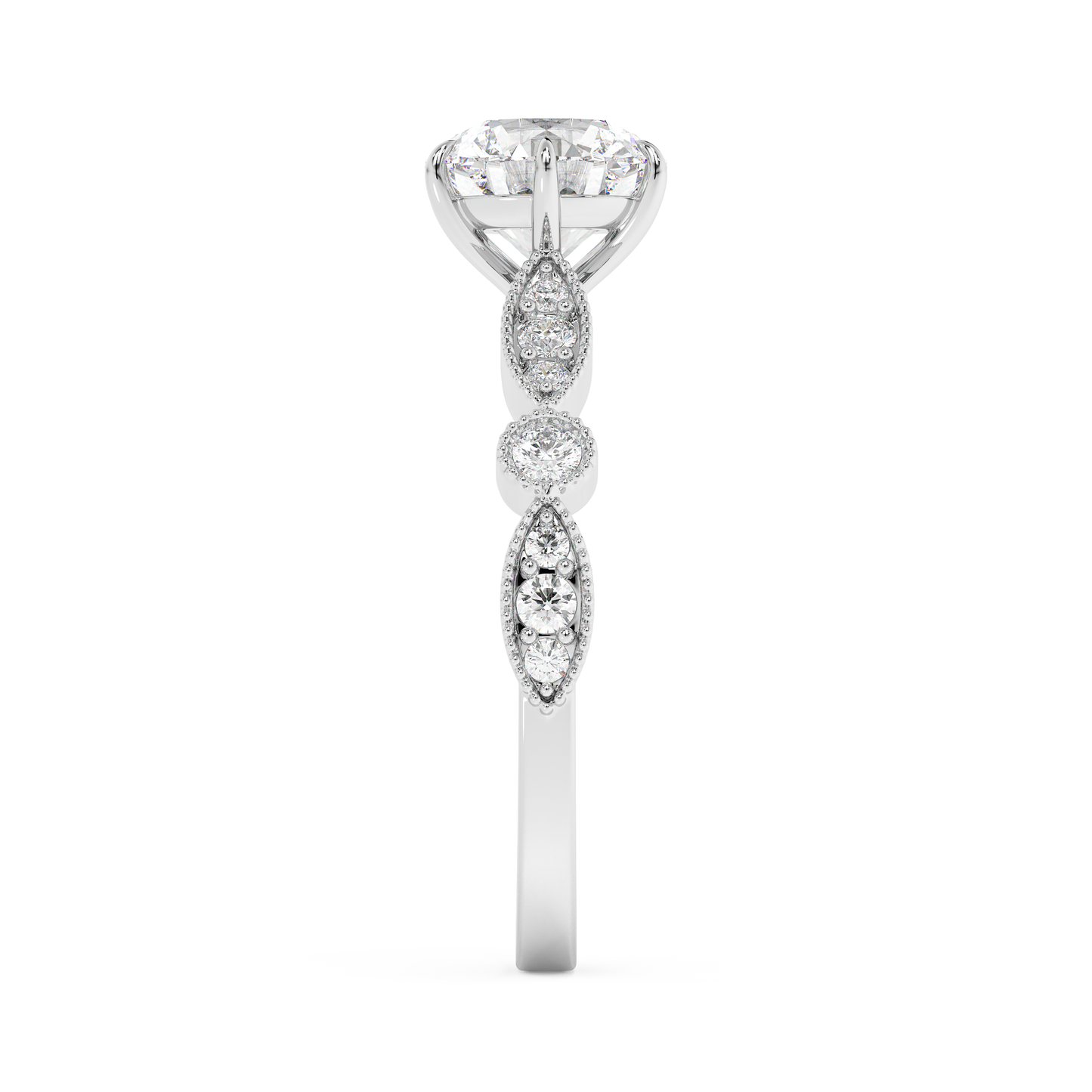 Emerald Solitaire Lab Grown Diamond Engagement Ring