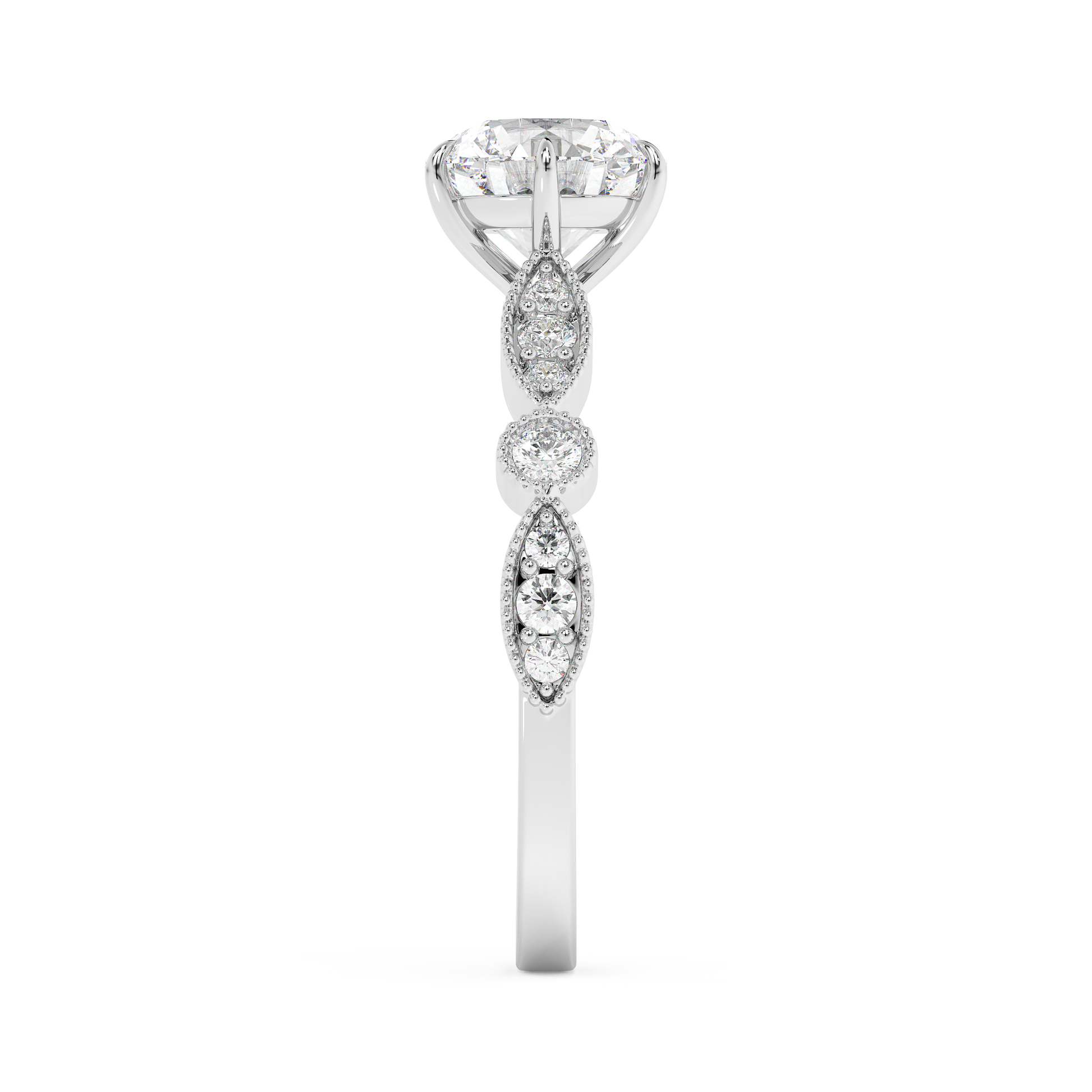 Emerald Solitaire Lab Grown Diamond Engagement Ring