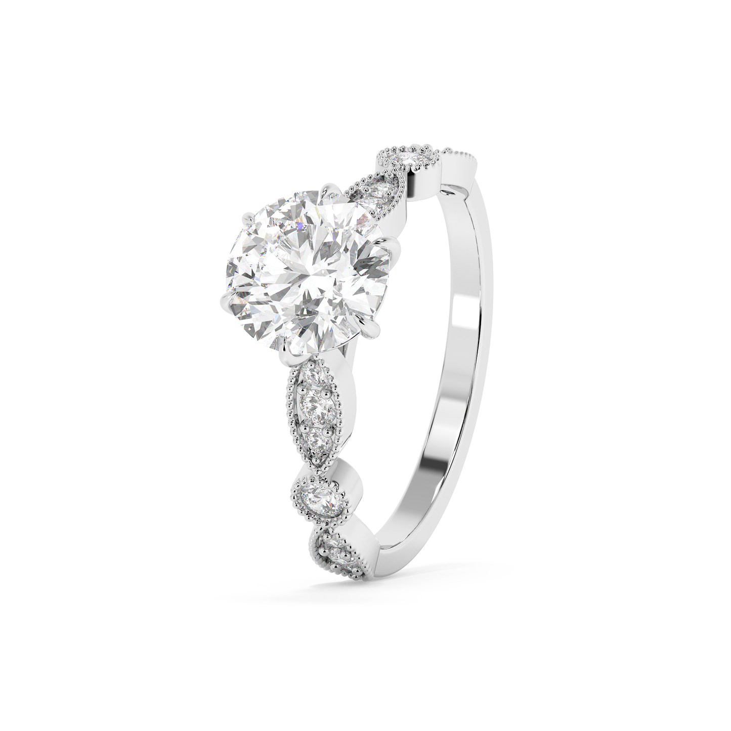 Emerald Solitaire Lab Grown Diamond Engagement Ring