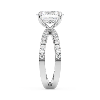 Emerald Solitaire Lab Grown Diamond Engagement Ring