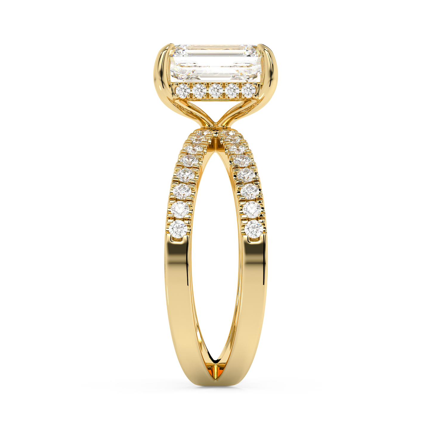 Emerald Solitaire Lab Grown Diamond Engagement Ring