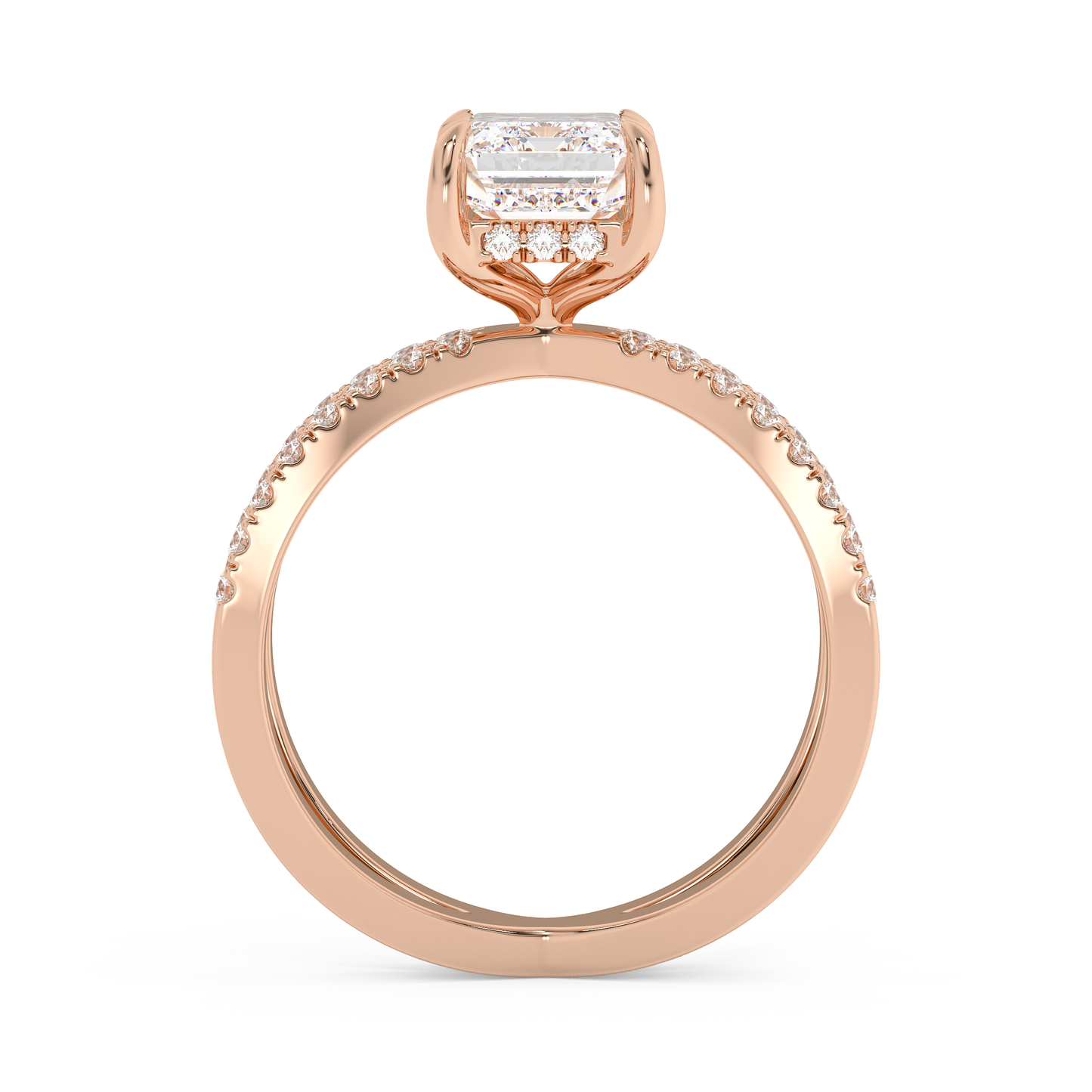Emerald Solitaire Lab Grown Diamond Engagement Ring