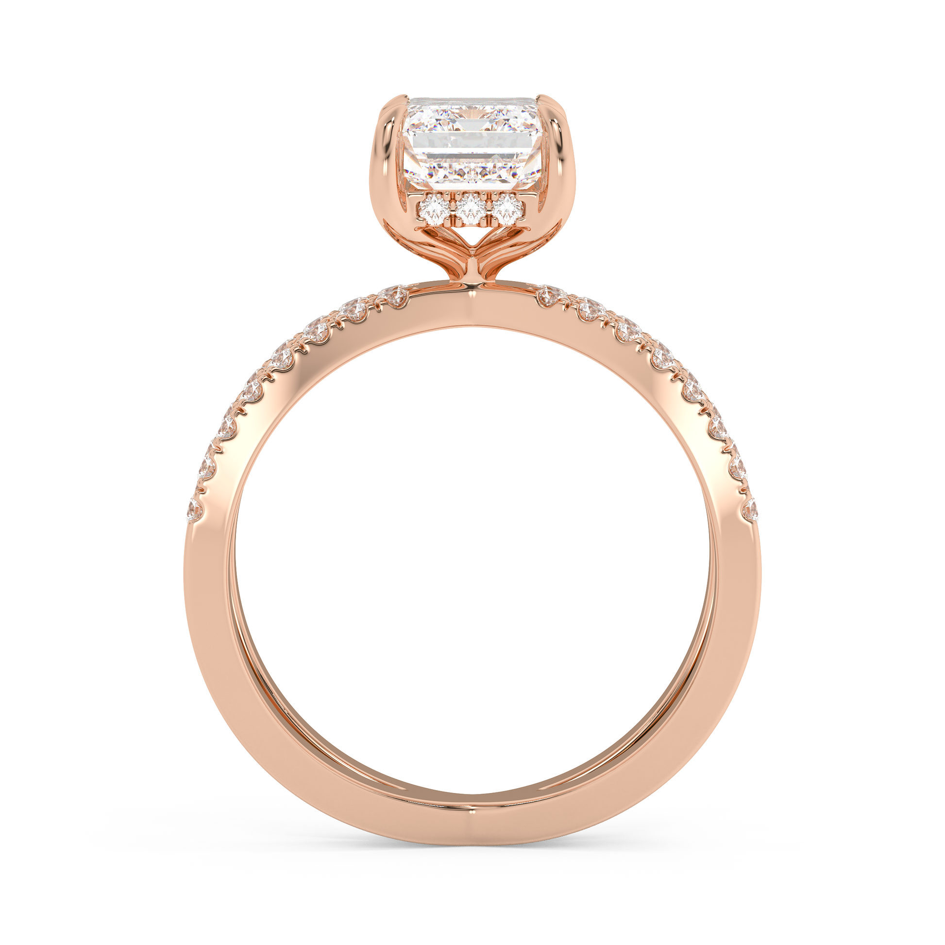Emerald Solitaire Lab Grown Diamond Engagement Ring