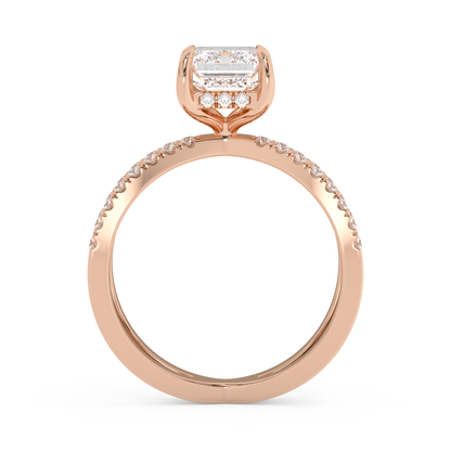 Emerald Solitaire Lab Grown Diamond Engagement Ring