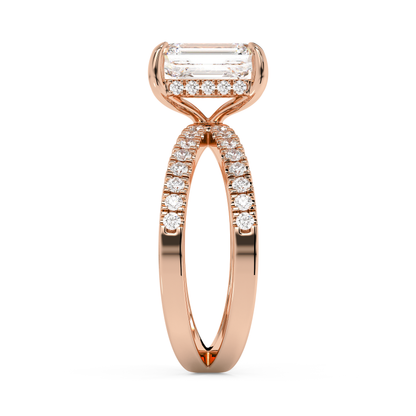 Emerald Solitaire Lab Grown Diamond Engagement Ring