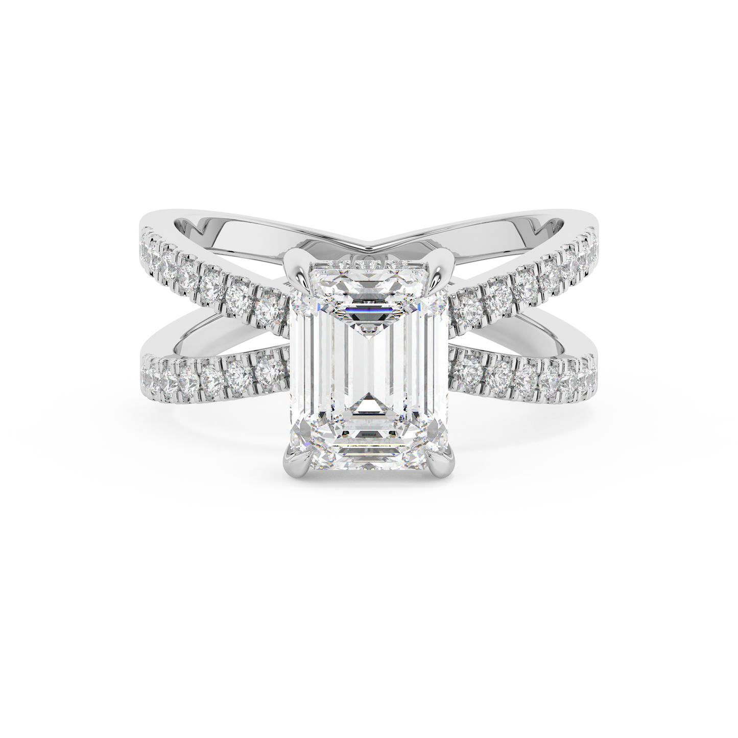 Emerald Solitaire Lab Grown Diamond Engagement Ring
