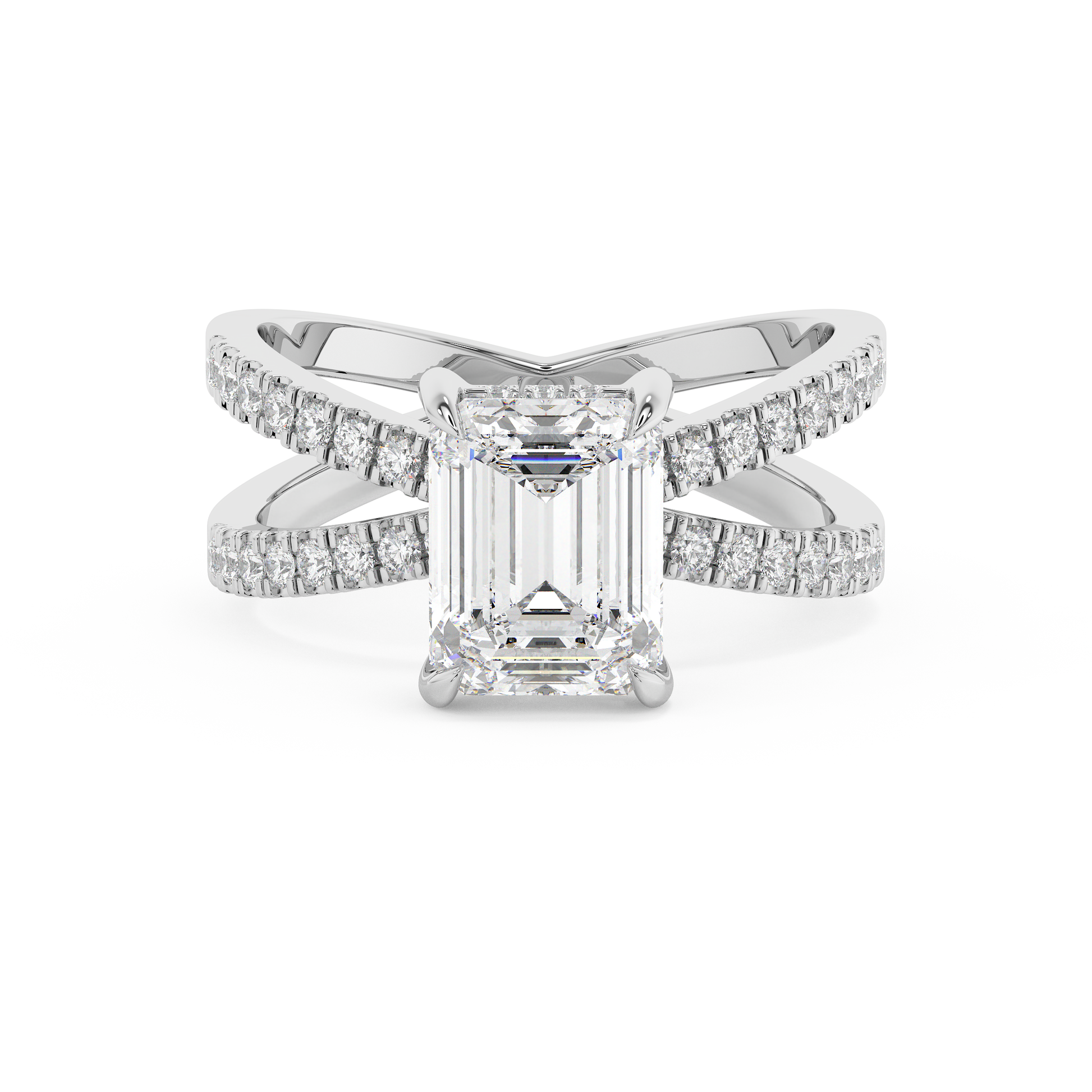 Emerald Solitaire Lab Grown Diamond Engagement Ring