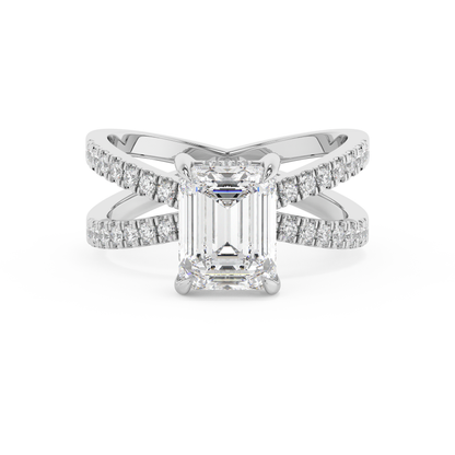 Emerald Solitaire Lab Grown Diamond Engagement Ring